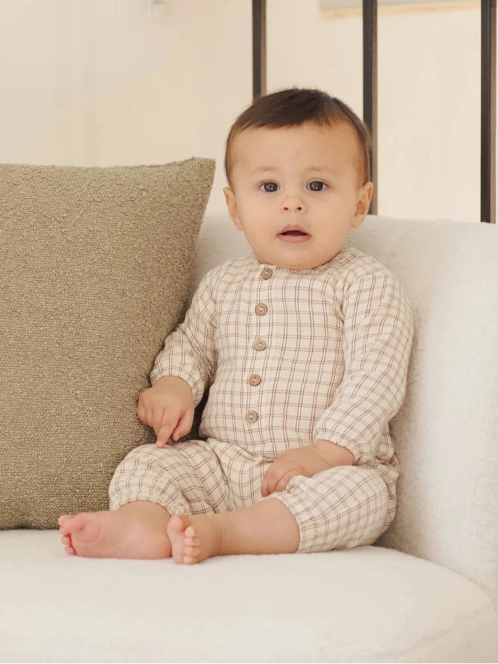 Quincy Mae Cedar Check Romper Sz 12-18 Months NWT